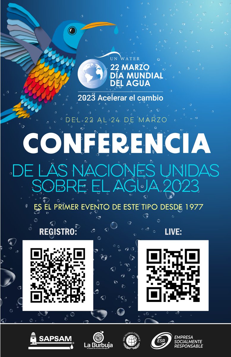 SapsamOficial's tweet photo. Participa en la Conferencia de las Naciones Unidas sobre el Agua 2023, siendo el primer evento de este tipo desde 1977.

#SAPSAM #DMA23 #CulturadelAgua #elCambio #cuidoelagua https://t.co/6SenxYAVK0