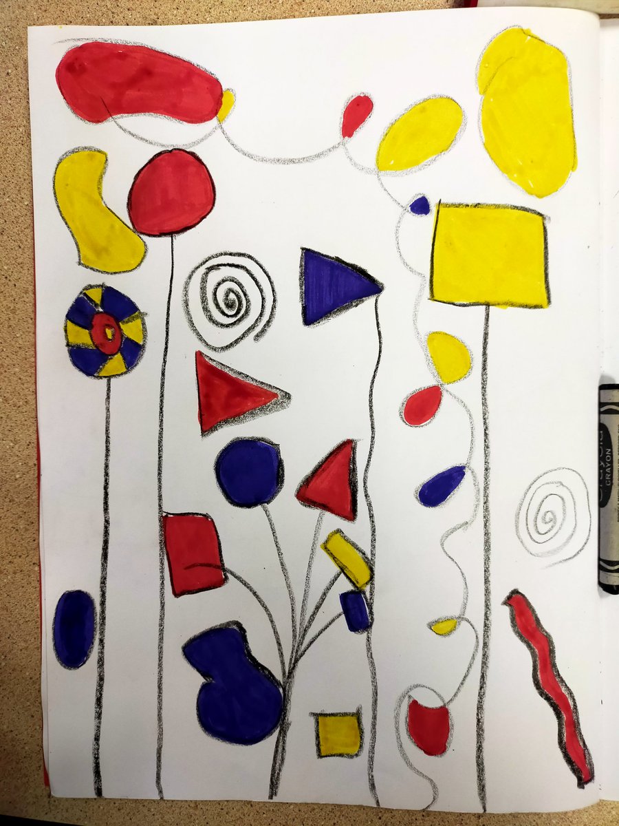Year 3 sketchbook explorations in line, colour and shape while learning about the work of Alexander Calder. 
@NSEAD1 
@Artsmarkaward 
@ArtFormsLeeds 
@LeedsArtGallery 
#sculpture
#alexandercalder