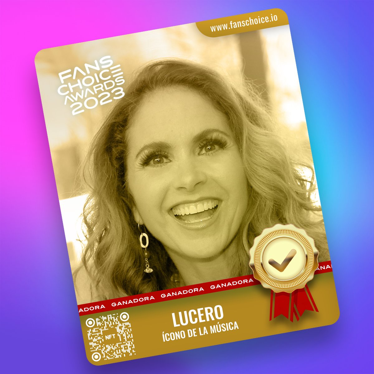 . <a href="/LuceroMexico/">Lucero</a> muchas felicidades por el triunfo en los #FansChoiceAwards2023 en la categoría #ÍconoDeLaMusica, muy pronto estará tu #NFT en la #Blockchain.