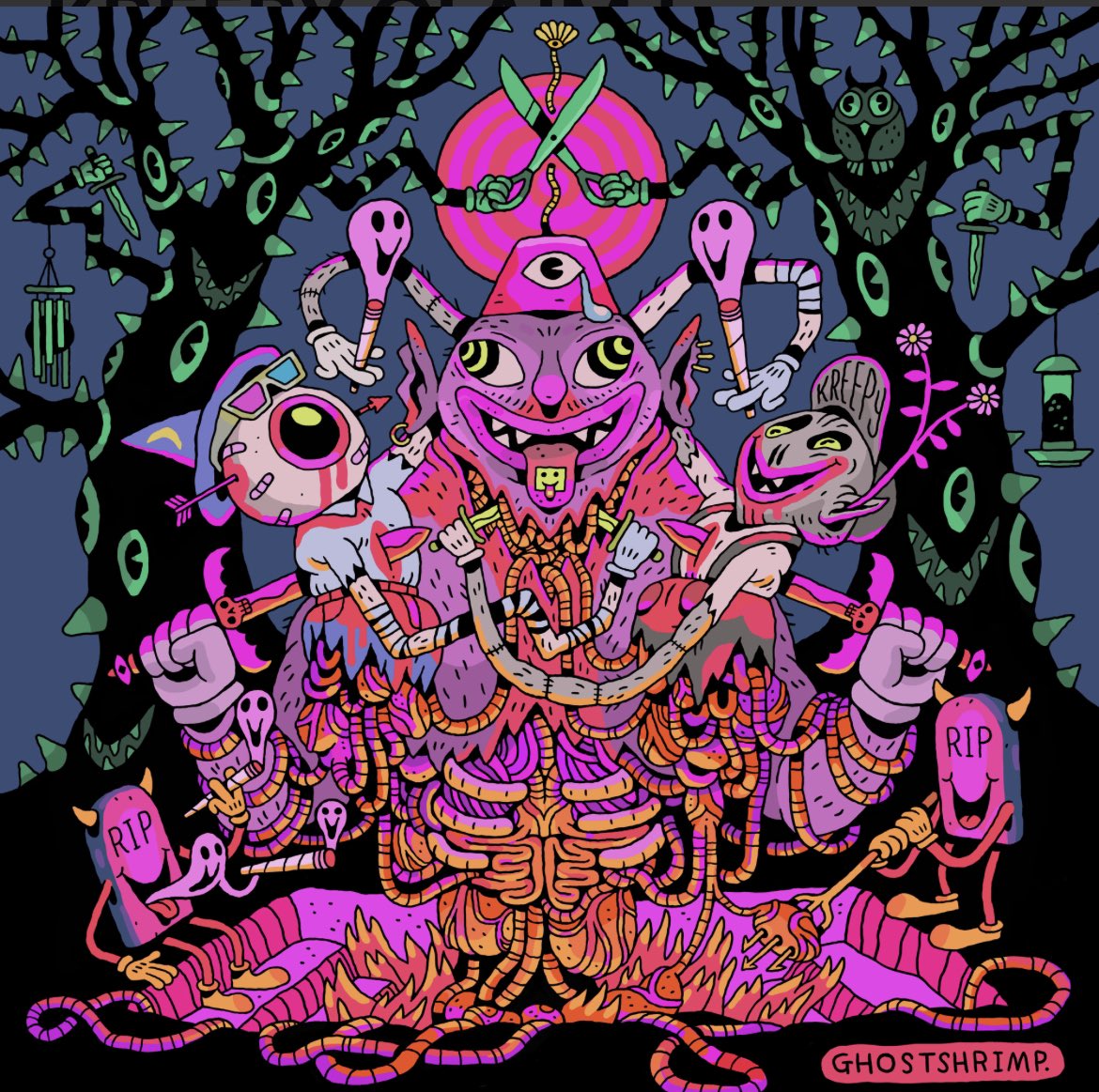 Inmates, pay attention.

The third Gallery Drop is a collab between @realGHOSTSHRIMP and <a href="/mcbess/">mcbess</a>.

Inmates will need at least 1 Ghost Cel Mate on Deathrow and at least 69 🥩