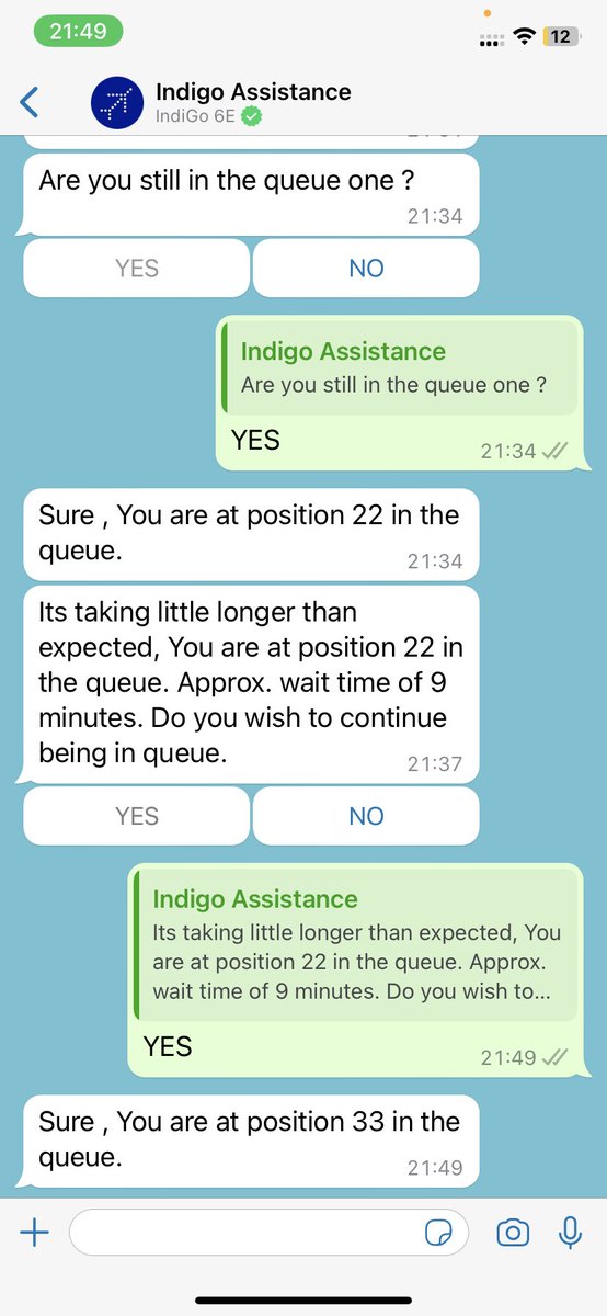 myfinancebox's tweet photo. @IndiGo6E how did I go from being 22 in the queue to 33? Been trying to book a wheelchair for my 89 year old granny for a flight from Ahmedabad to Mumbai. What’s going on? https://t.co/cB9UpTIPkF