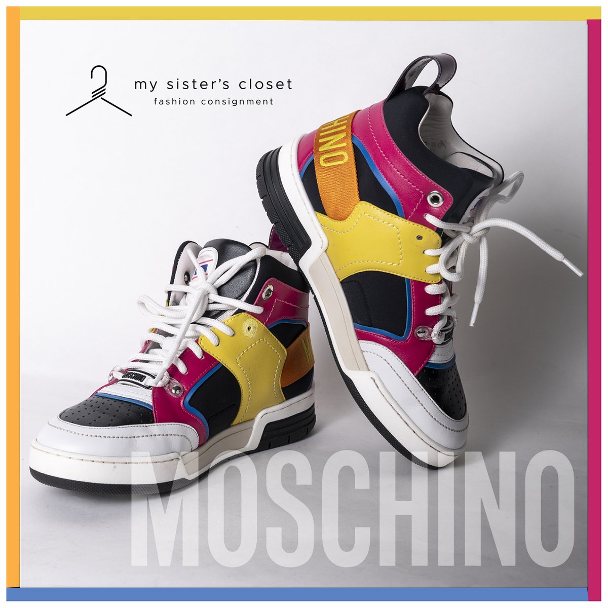 Add some color to your closet with this pair of Moschino sneakers!

Shop online at mysisterscloset.com.

#moschino #sneakers #designersneakers #designershoes #shoes #consign #consignment #designer #mysisterscloset #localaz