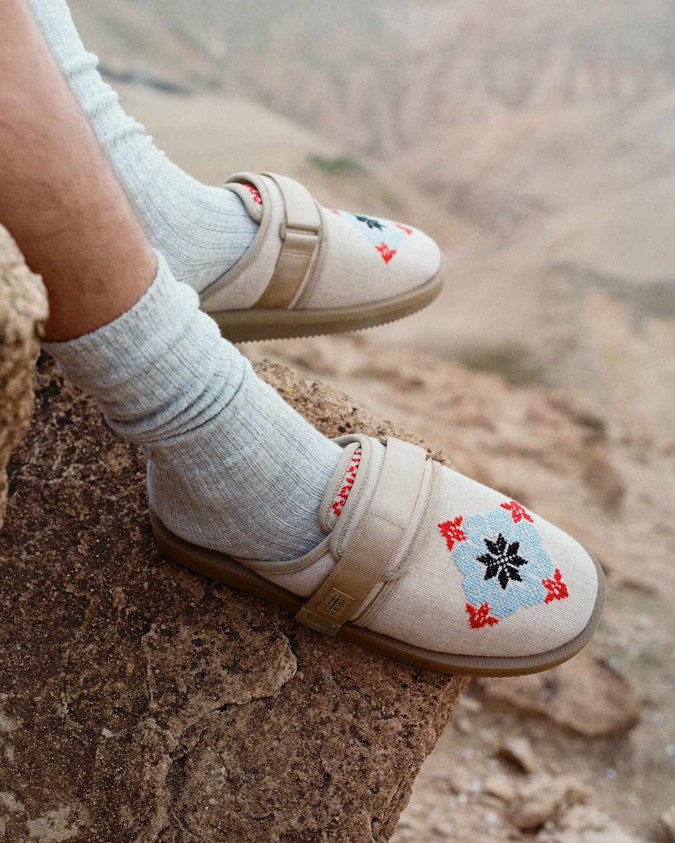 Suicoke x Adish featuring hand-stitched Palestinian embroidery (2023)