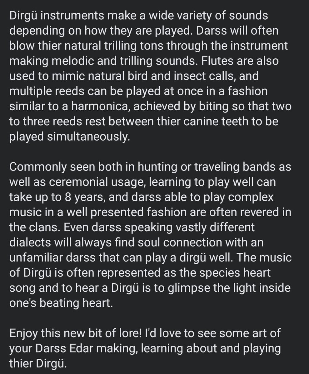 thedarsiden's tweet photo. I would love to see some art of your darss edar creating, learning about or playing on this unique aspect of thier culture! (I did try to add alt text but twitter caps at 1000 words. The missing text on the first image is on the image of the Dirgu. https://t.co/43IrxgGYjI