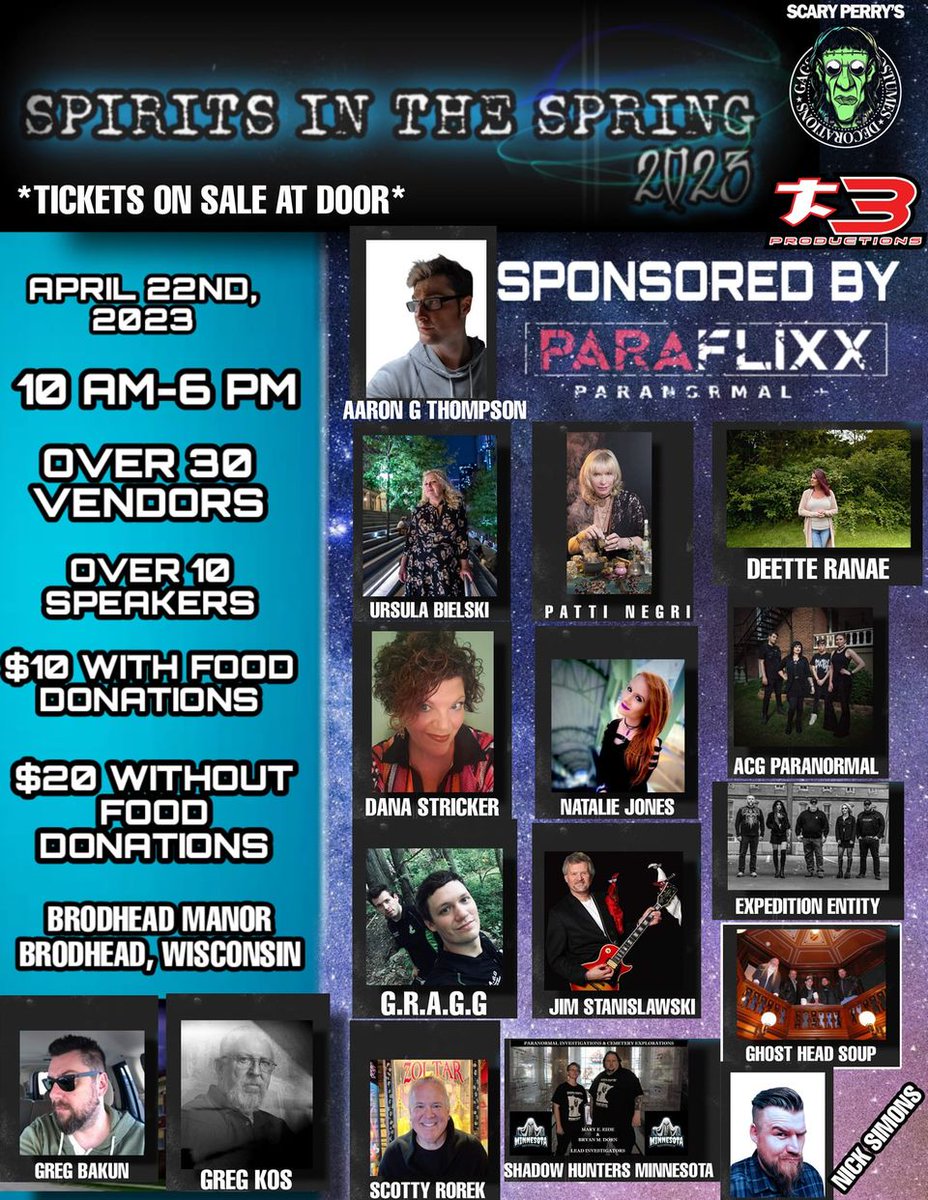 singularfortean's tweet photo. Just a reminder to come see us and our friends Adam Benedict (@PBI_Crypto ) and Nick Simons (@BigNickSimons ) this April 22nd at Spirits in the Spring in Brodhead, Wisconsin. 👻
#ghostconference #paranormalconference #spiritsinthespring https://t.co/XYHh2bvaoK