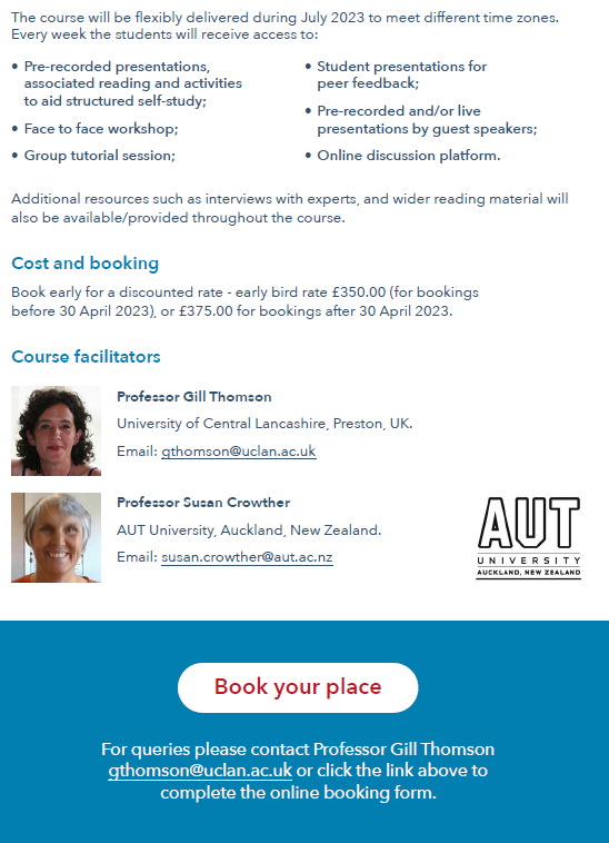 Still time to book for the HP methodology course with experts <a href="/gill_thomson/">Gill</a> &amp; <a href="/SusanCrowtherMW/">Prof Susan Crowther</a> @UCLanResearch and benefit from the early bird discount #HPOnline #hermeneuticphenomenology #research #methodology