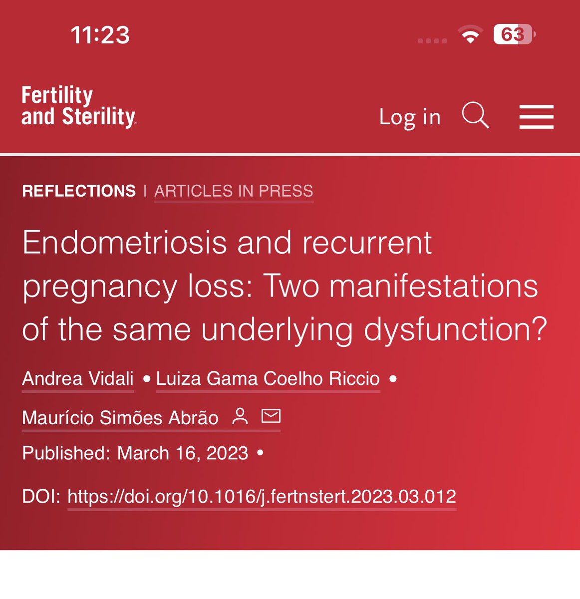 Is #endometriosis connected to #miscarriage via the common thread of #immunity ? fertstert.org/article/S0015-…