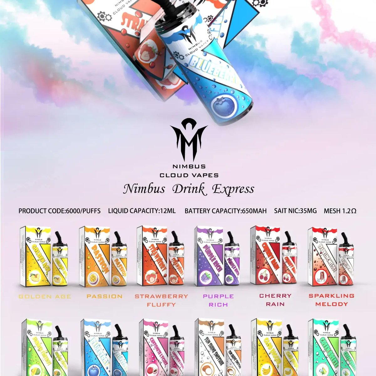 Smooth cloud like nimbus.Simple but elegant is our slogan and concept.Everyone who love vaping will love Nimbus Cloud Vapes.And you should know about us.Our brand offer over 30+ eliquid flavors,disposables and devices.Customize from our own factory over 100 models.