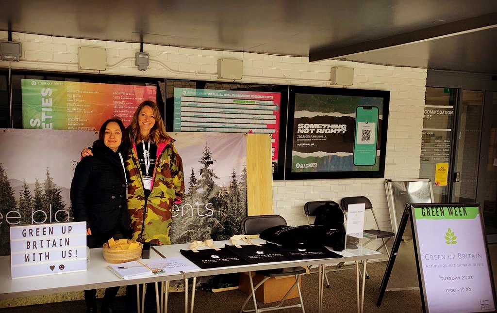 greenupbritain's tweet photo. #thanks University for the Creative Arts for having us today! Fantastic to hear about the what you’ve done, and are doing, to be more sustainable. Great to chat to students too #BetterTogether #ClimateAction #treeplanting https://t.co/QxcCfyKdEq
