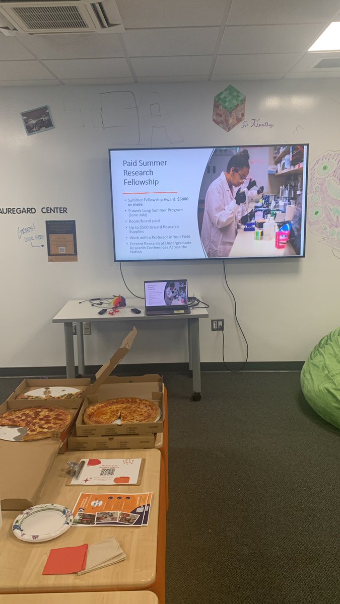 <a href="/UNHMcNair/">UNH McNair Program</a> info session and pizza 🍕 happening right now in The Beauregard Center.