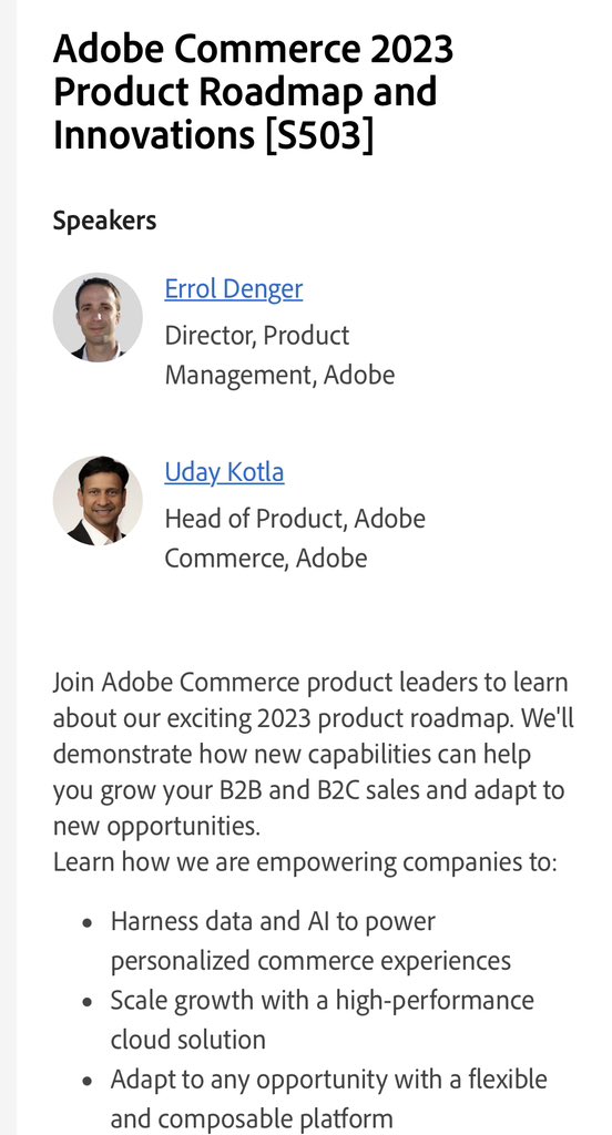 Join us as we unveil the latest #AdobeCommerce innovations and Roadmap. 2:30 today in the Palazzo Ballroom <a href="/AdobeSummit/">Adobe Summit</a>