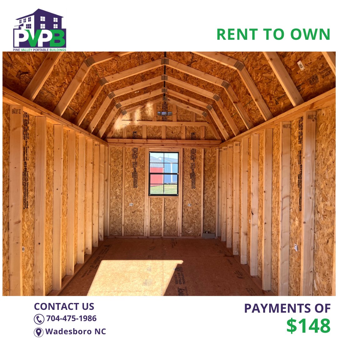 PVPB_Portable's tweet photo. Ready to own your own 8x16 Lofted Barn? 🧡With payments as low as $148/month and Rent-to-Own options, there's never been a better time to invest in your storage needs! 🌻Contact us today to get started.

https://t.co/cJxwDXdBQQ
🌲# WadesboroNC
☎️ 704-475-1986
#sheshed #cabin https://t.co/WZN5vlvJHO
