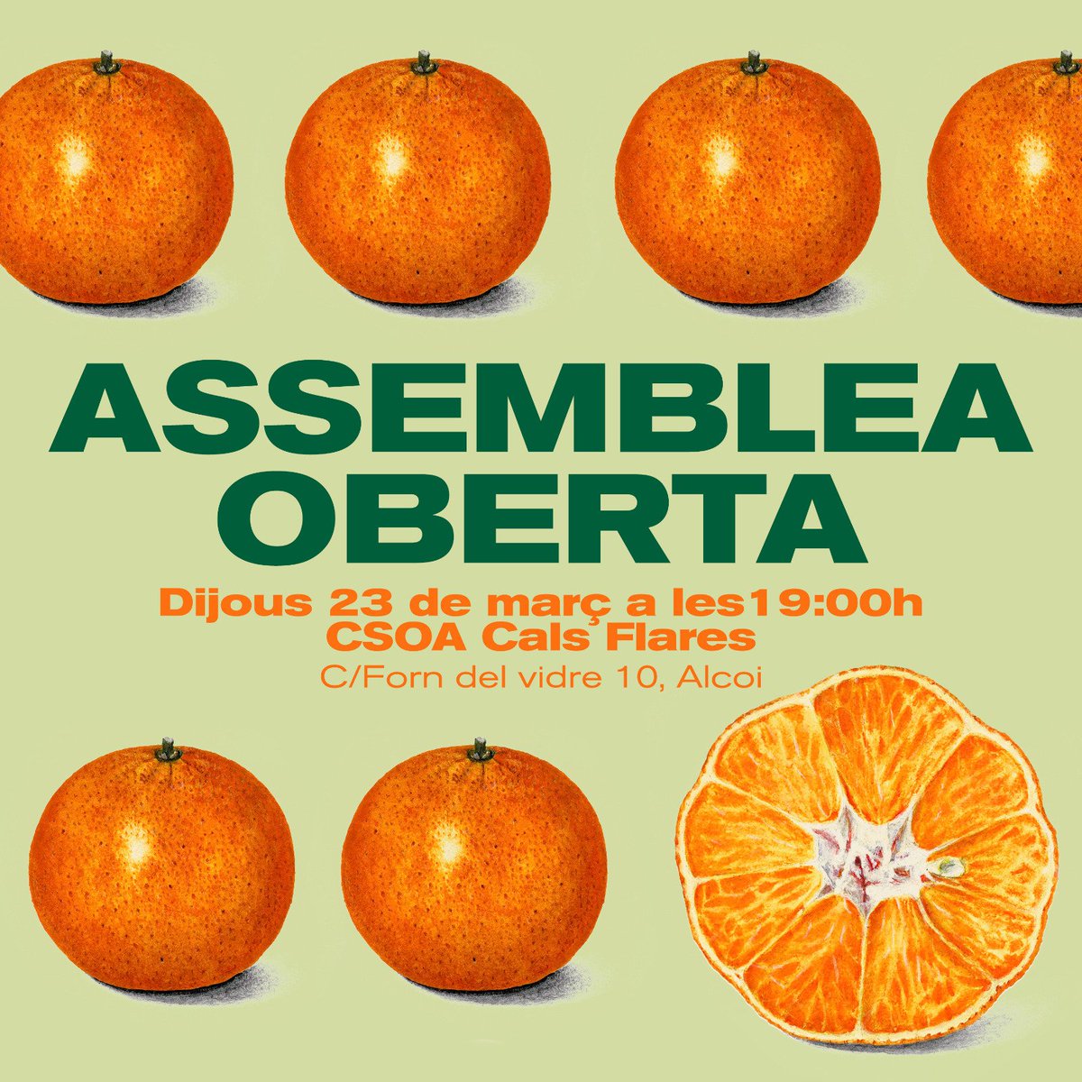 Pròxima assemblea dijous 23 a les 19:00
Si vols vindre a proposar alguna activitat o vols formar part de l'assemblea de gestió i que entre totes seguim fent funcionar Cals Flares.