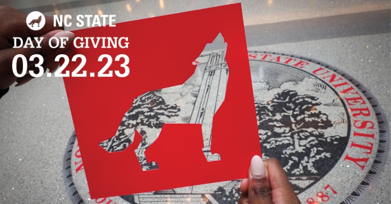 NCState's tweet photo. Day of Giving is still happening! Make an impact today with a gift to any area at NC State — from scholarships to research to faculty support, each gift, no matter the size, adds up to a big difference.