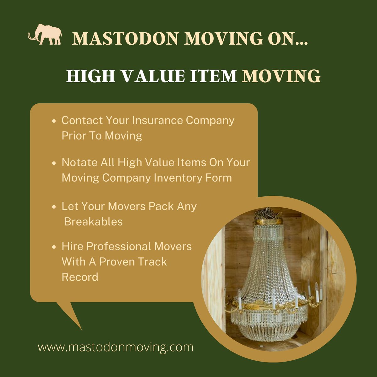 MastodonMoving's tweet image. Detailed information on moving high value items. From chandeliers to handbags to priceless artwork - Here are a few important tips in order to avoid pitfalls during your high value item move. #highvalueitemmoving #movinghighvalueitems #highvalueitems 
mastodonmoving.com/high-value-ite…