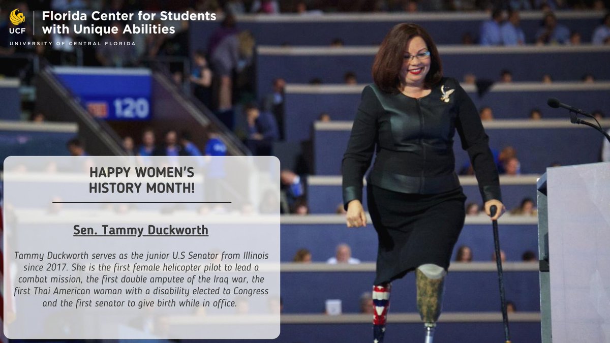 Meet <a href="/SenDuckworth/">Tammy Duckworth</a> who is making history by being the 1st female helicopter pilot to lead a combat mission, 1st double amputee of the Iraq war, 1st Thai American woman w/ a disability elected to Congress, &amp; 1st senator to give birth while in office. #WHM2023   #EmbraceEquity
