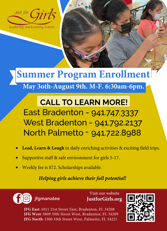 Just for Girls Summer Program enrollment is now open!