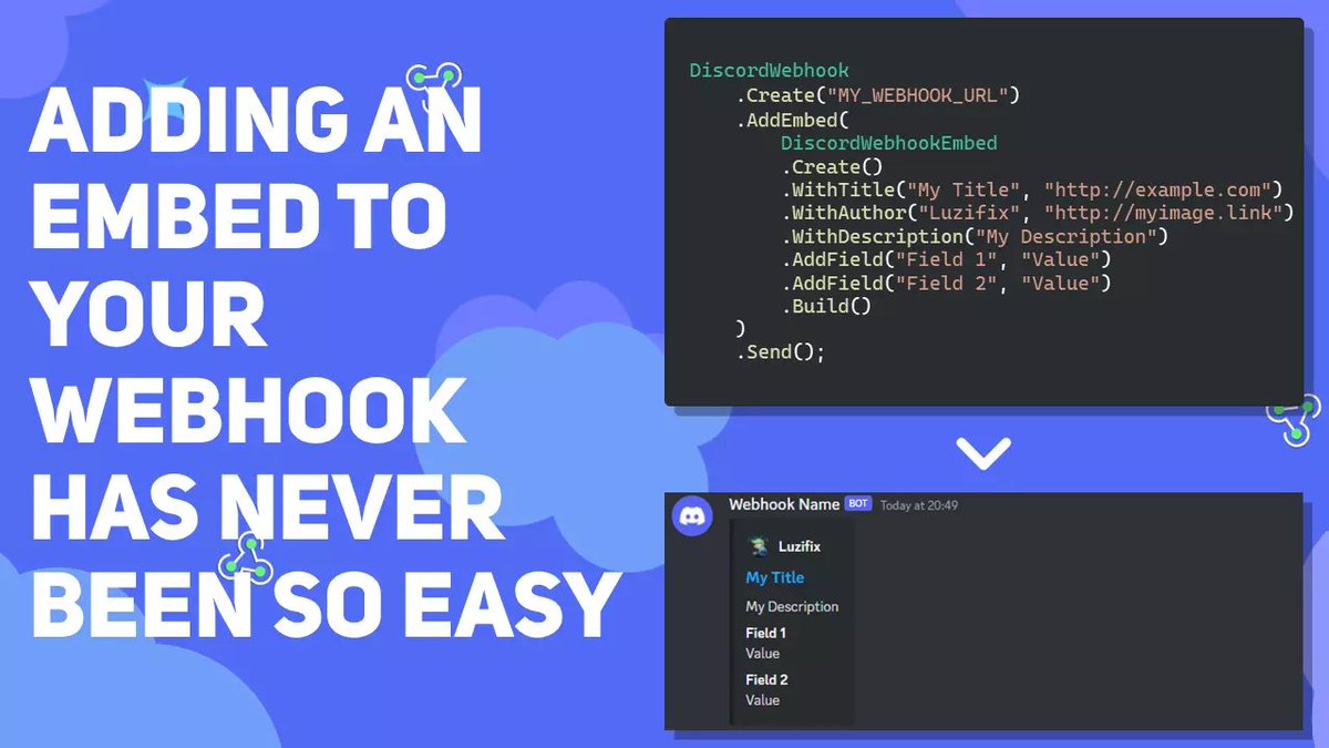 shadow_grove's tweet image. 🆓 Have you always wanted to send impressive #Discord #Embeds? With our asset &quot;Webhooks for Discord&quot; you can create and send them with ease from #unity!

⭐Download for #free from @AssetStore: assetstore.unity.com/packages/tools…

#IndieDev #GameDev #Unity3D #Unity2D #embed #message #webhook