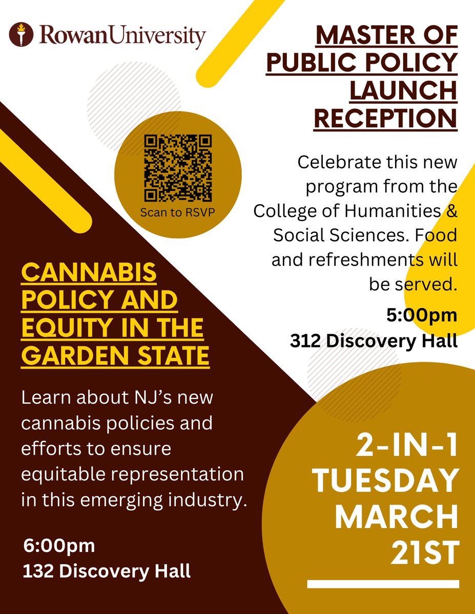 Join us today at 5 p.m. for the official launch of Rowan University's Master of Public Policy program. Sweeney Center research assistants Arisahi Mora Lazaro and Val Ruscansky are among the inaugural MPP class.
chss.rowan.edu/centers/sweene…