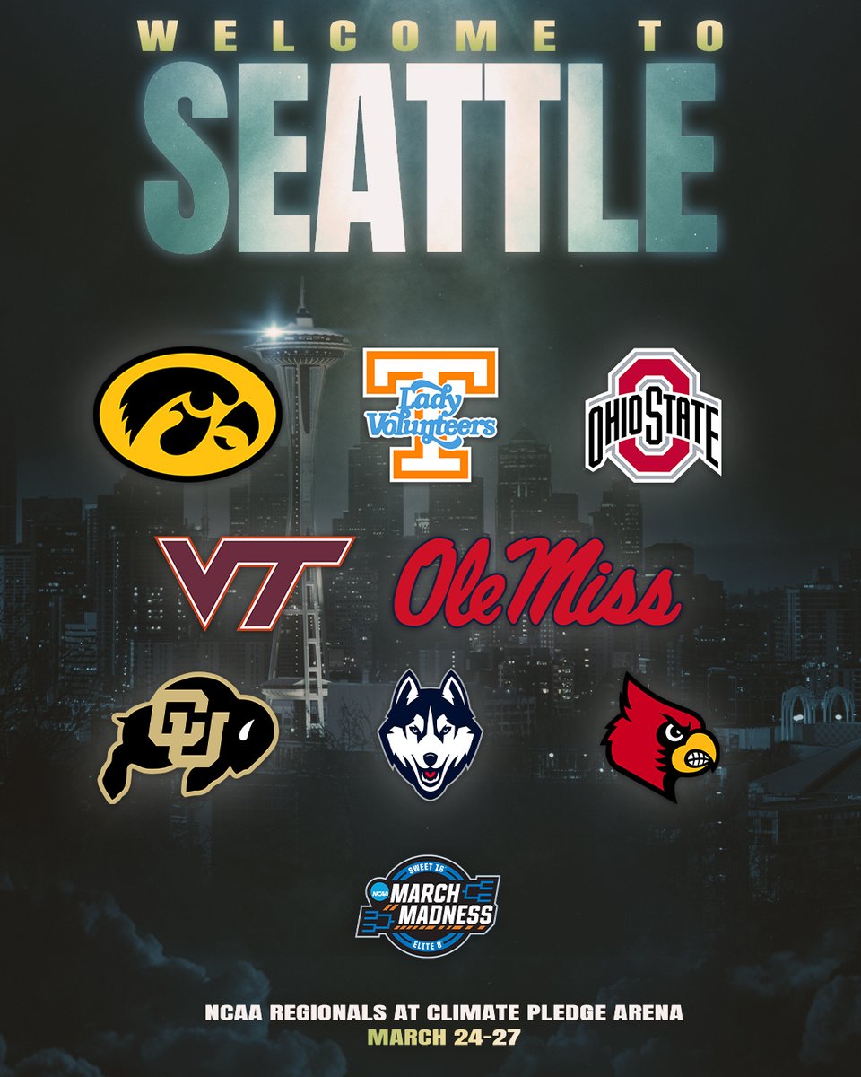 seattlestorm's tweet photo. Dancing in Seattle this weekend 💃🪩

Welcome to the Emerald City to our #MarchMadness Regional teams! https://t.co/5vya5zcjpN