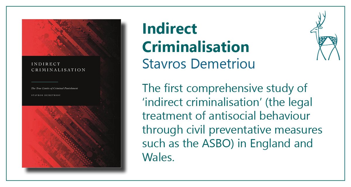 Now published: 'Indirect Criminalisation: The True Limits of Criminal Punishment' by <a href="/Stavros_Demetri/">Stavros Demetriou</a> bit.ly/3lntj3i

#CriminalLaw #Criminology