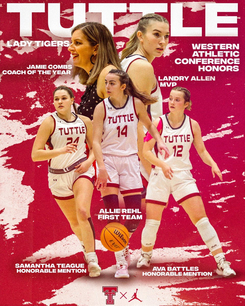 Congratulations to our Lady Tigers on their All-Conference Honors!
🏆Western Athletic Conference Champs
🏅MVP: @landrymallen 
🏅1st Team: <a href="/alliehope14/">Allie Rehl</a> 
🏅Honorable Mention: <a href="/Ava_b14/">Ava</a> <a href="/samanthateagu17/">Samantha Teague</a> 
🏅Coach of Year: <a href="/CoachHill12/">Jamie Hill Combs</a> 
#OKPreps #family #toughertogether