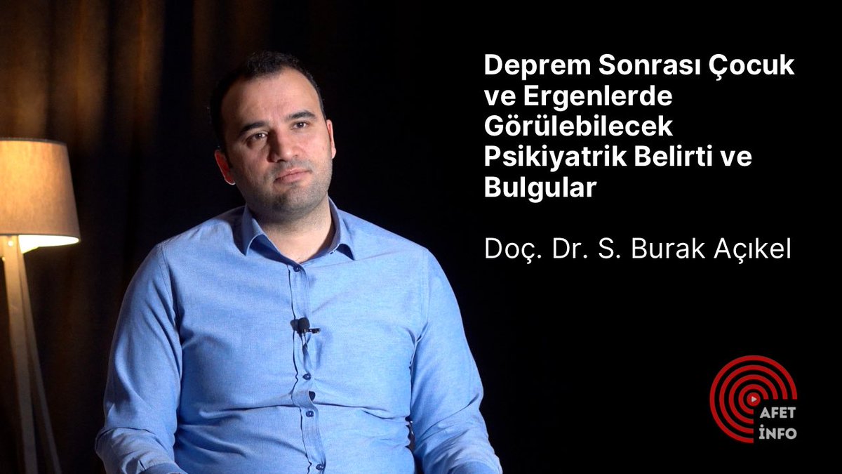 afetinfo (@afetinfo) on Twitter photo Deprem Sonrası Çocuk ve Ergenlerde Görülebilecek Psikiyatrik Belirti ve Bulgular
Konuk: Doç. Dr. S. Burak Açıkel
<a href="/burakacikel/">Burak Açıkel</a>
youtu.be/6XL1ZtN8CUU Deprem Sonrası Çocuk ve Ergenlerde Görülebilecek Psikiyatrik Belirti ve Bulgular
Konuk: Doç. Dr. S. Burak Açıkel
<a href="/burakacikel/">Burak Açıkel</a>
youtu.be/6XL1ZtN8CUU