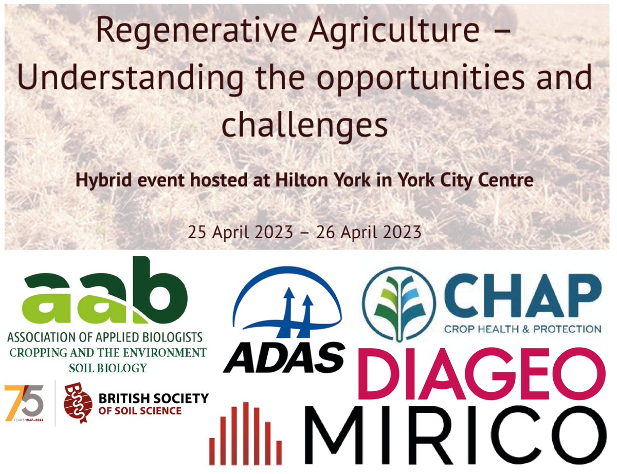 AABiologists's tweet photo. We are delighted to announce the schedule for upcoming hybrid event on:

'Regenerative Agriculture – Understanding the opportunities and challenges'.

👀🔬Take a look, you'll agree it's a great line-up of speakers!

📅 April 25-26, York
Register TODAY!
https://t.co/UKTUhwJEPz https://t.co/znodVaPJs9