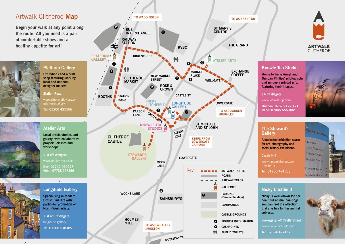 clitheroeart's tweet photo. 🎨😃 ArtWalk #Clitheroe is back again this Sunday, 26 March.  Six amazing galleries open 11am - 4pm.  Look out for our large flags with the logo - each venue has a map for you to follow.  For more details visit https://t.co/PkGD54w84k 
#ArtwalkClitheroe #Art #RibbleValley https://t.co/8dXM0GbQ23