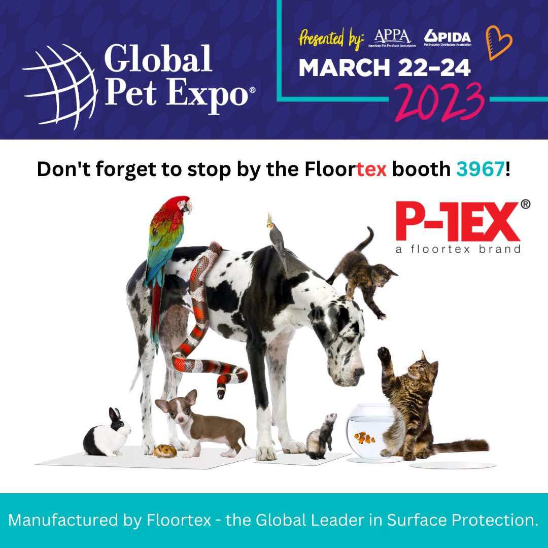 FloortexGlobal's tweet image. 1 Day to @globalpetexpo🐾 #Floortex look forward to seeing you at booth #3967 for the exclusive launch of our unique new pet products 🐶 demo of our essential pet accessories 🐱 and to enter our exciting prize draw! 🤩 
Find out more: floortex.com/ptex-pet-mats 
#GlobalPetExpo