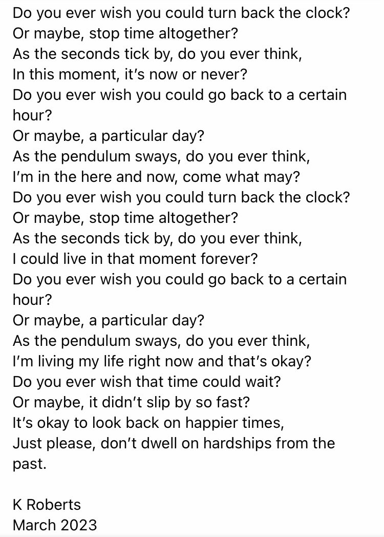 kayroberts1971's tweet image. #turnbacktime #stoptime #turnbacktheclock #poetry #poem