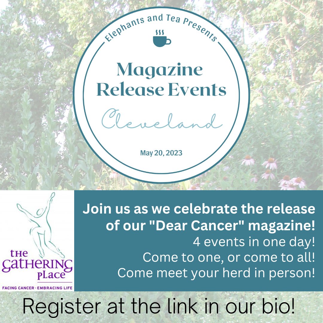 ElephantsTea's tweet photo. We are officially two months away from our Cleveland Magazine Release Event! Secure your spot NOW!
More info at the link: https://t.co/uUYCb3Kfvq
#ayacancer #ayacancersupport #magazinereleaseevent #cleveland2023 #jointheherd #shareyourstory https://t.co/2oQ4VcimwI