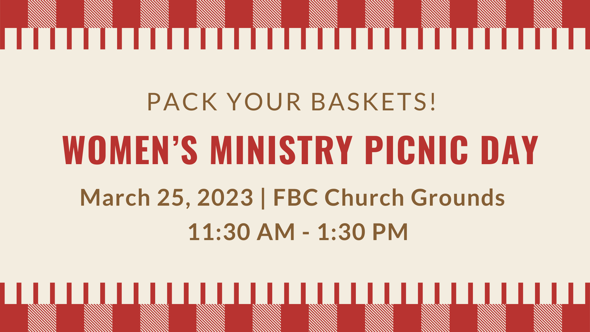 fbcocala's tweet photo. Ladies of all ages (kids are welcome to join) bring your own lunch and chair/blanket and enjoy some fun team and yard games on the FBC Ocala church grounds. Drinks and desserts will be provided. Invite a friend to be your guest. We cannot wait to see you this Saturday!

#fbcocala https://t.co/MyJn5Fzt7t