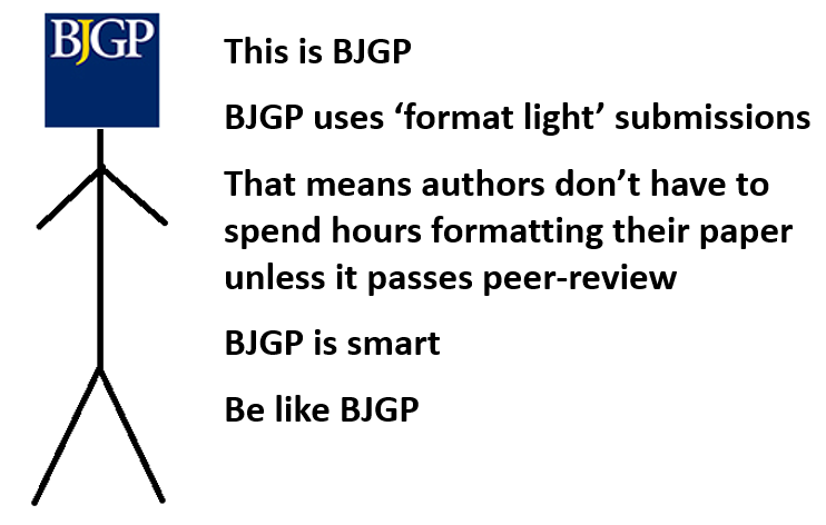 Luke Allen (@drlukeallen) on Twitter photo Dear journal editors...
I'm currently playing that horrible, familiar game
My slightly unusual paper is getting serial desk rejects for being out of scope
Fair enough, but why impose strict formatting requirements at this stage?
Today I submitted to <a href="/BJGPOpen/">BJGP Open Journal</a>
#FormatLight🥳 Dear journal editors...
I'm currently playing that horrible, familiar game
My slightly unusual paper is getting serial desk rejects for being out of scope
Fair enough, but why impose strict formatting requirements at this stage?
Today I submitted to <a href="/BJGPOpen/">BJGP Open Journal</a>
#FormatLight🥳