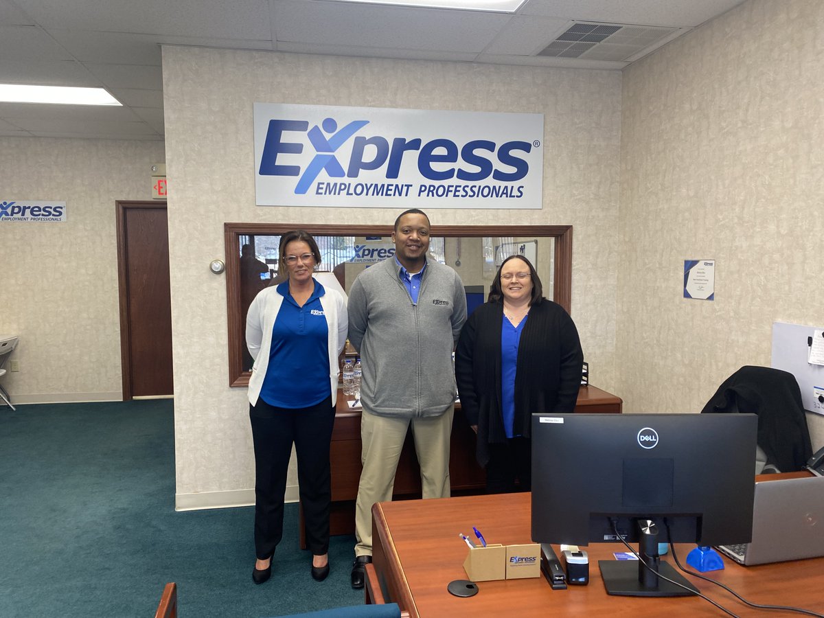 ywchamber's tweet photo. The #BigBlueScissors were HIRED for the job on the spot with Express Employment Professionals during today's ribbon-cutting festivities. https://t.co/xAgAcyBbBl