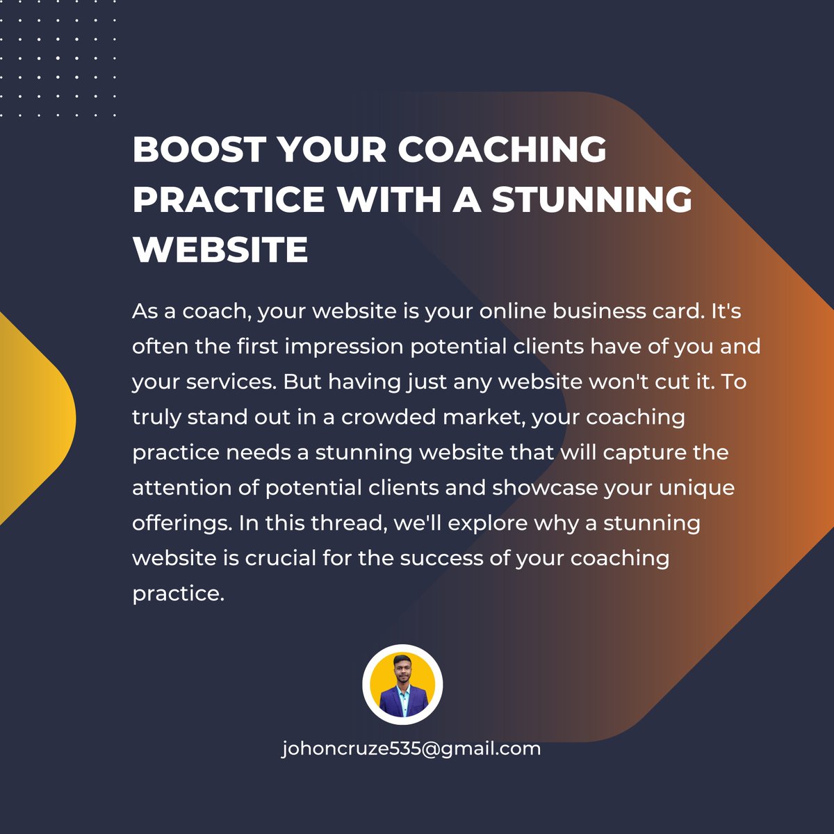 JohonCruze's tweet photo. Stand Out in a Crowded Market:  How a Stunning Website Can Elevate Your Coaching Practice

#HealthCoach #HolisticHealth #HealthyLifestyle #NutritionCoach #WellnessJourney #HealthyHabits #FitnessCoach #HealthyEating #MindfulLiving #SelfCareSunday #HealthyMindset #HealthTips https://t.co/sZbtMiGYCO