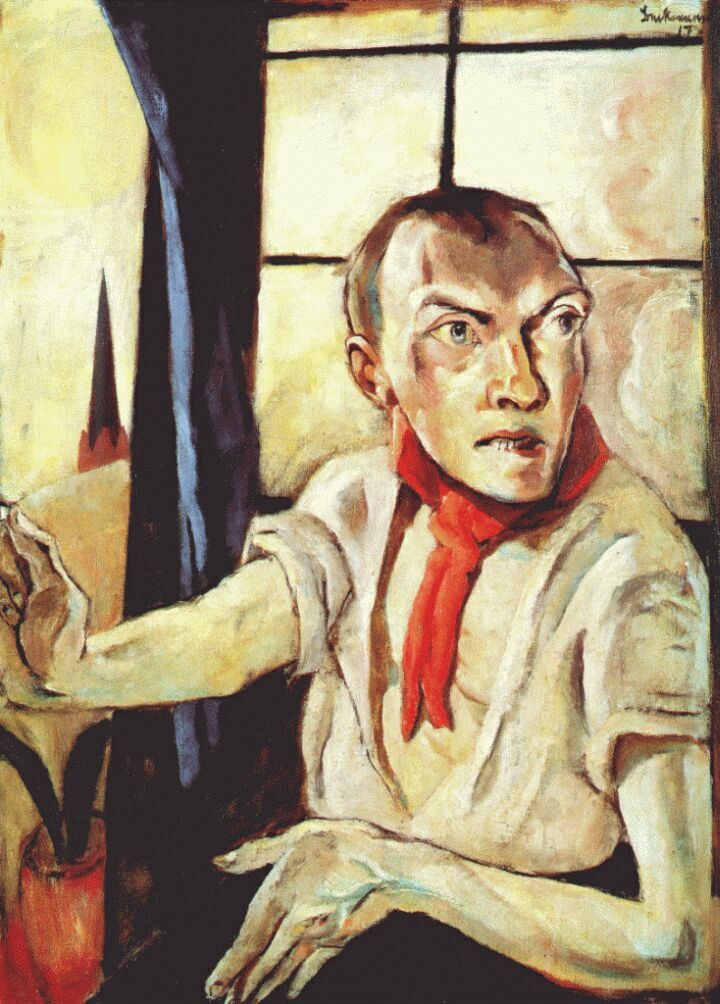 artistbeckmann's tweet photo. Self-portrait with red scarf, 1917 #verism #beckmann https://t.co/ExDFhiSAok https://t.co/ShiGgmWBB0