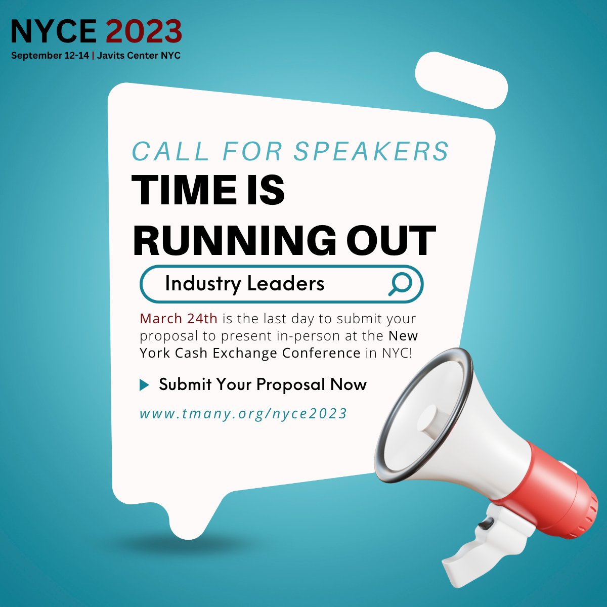 Join the growing list of leading industry experts that will be presenting at NYCE 2023.  Submit your proposal today to be a counted in this prestigious line-up of presenters.  List of suggested topics and the submission form at tmany.org/nyce2023
#tmany #nyce2023