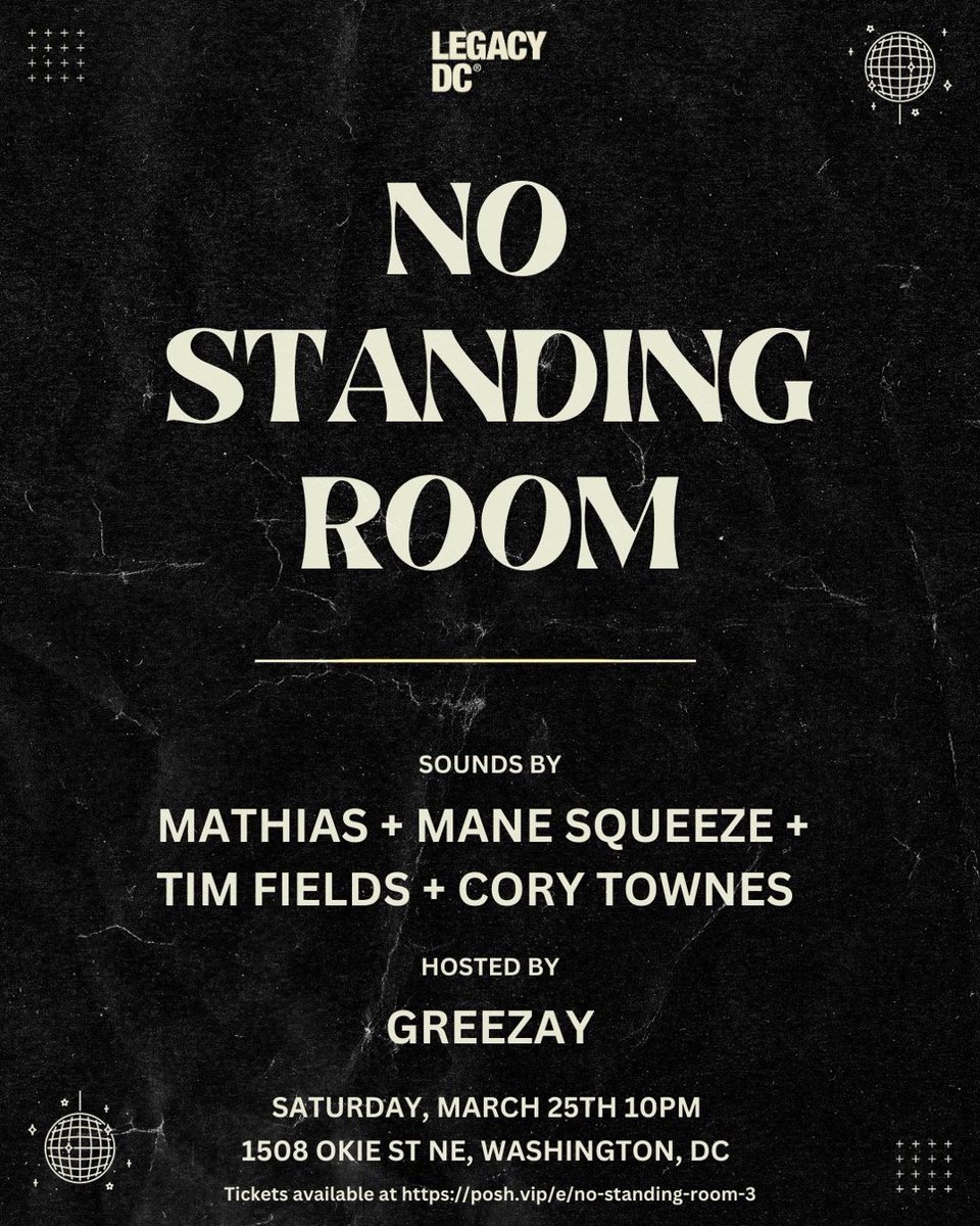 CoryTownes's tweet photo. Washington, DC! See you this weekend 🏛️🏛️🏛️

Running one with my guy @soundsbytfields, @Mane_Squeeze and @MathiasxDC at No Standing Room. 

Get your tickets below and link up, can’t wait to be back in the town 🪂🪂🪂

https://t.co/nyPUmTiLmY https://t.co/tfnrlDxcTu