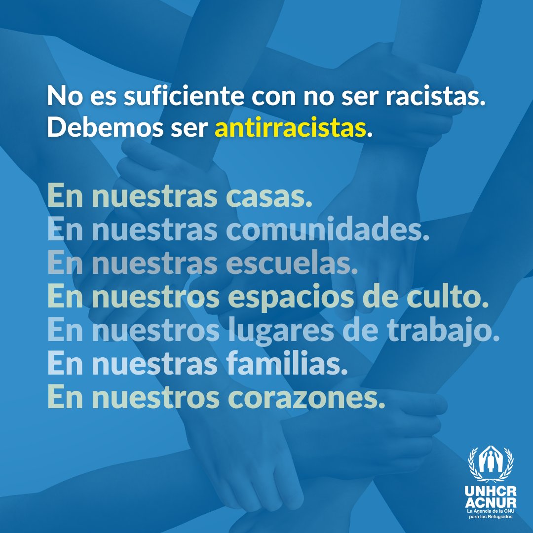 ACNUR_es's tweet photo. No es suficiente con no ser racistas.
Debemos ser antirracistas.
#StopRacismo #DefiendelosDDHH https://t.co/FbzfpmM1f1