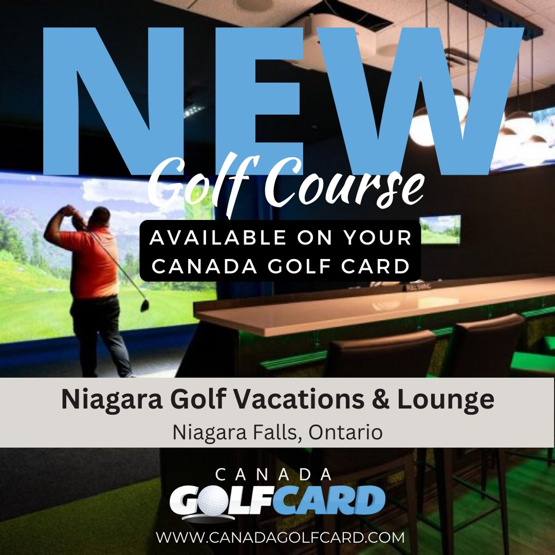 CanadaGolfCard's tweet image. New Course! 
Niagara Golf Vacations &amp;amp; Lounge – Niagara Falls, Ontario
Canada’s #1 Golf Discount Program! 
CELEBRATING 10 YEARS OF GOLF SAVINGS! 
Play More, Save More!! 
canadagolfcard.com

#golf #saveongolf #canadagolfcard