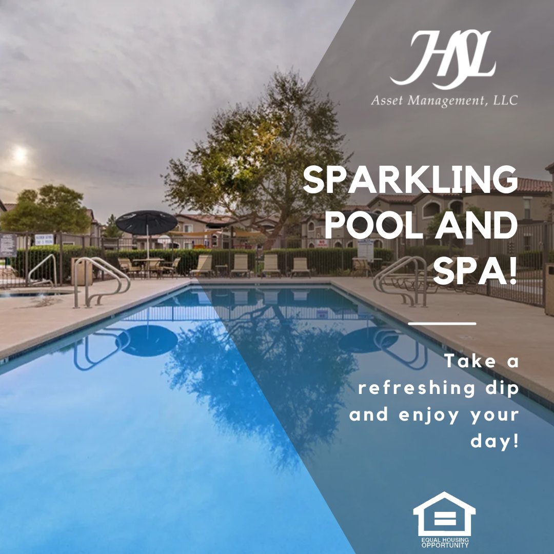 HSLDesertSands's tweet image. Take a refreshing dip in our sparkling pool and spa here at Desert Sands!
#PoolAndSpa #HSLProperties #HSLDesertSandsApartments
HSL Asset Management, LLC.
[Equal Housing Opportunity]