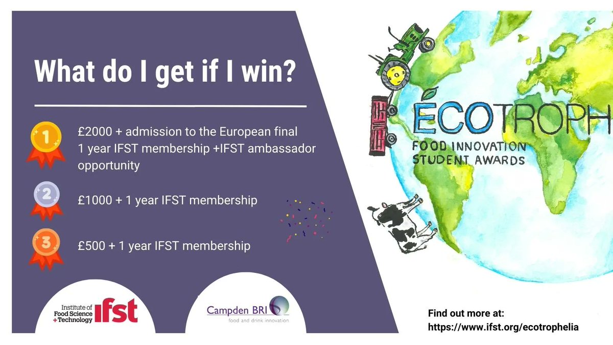ifstnews's tweet image. To register, visit: bit.ly/3dbdTbm.

Calling all university students!

IFST &amp;amp; Campden Bri are pleased to host another ECOTROPHELIA UK. ECOTROPHELIA UK is the national competition for the creation of eco-innovative food products. To register, click on the link above.