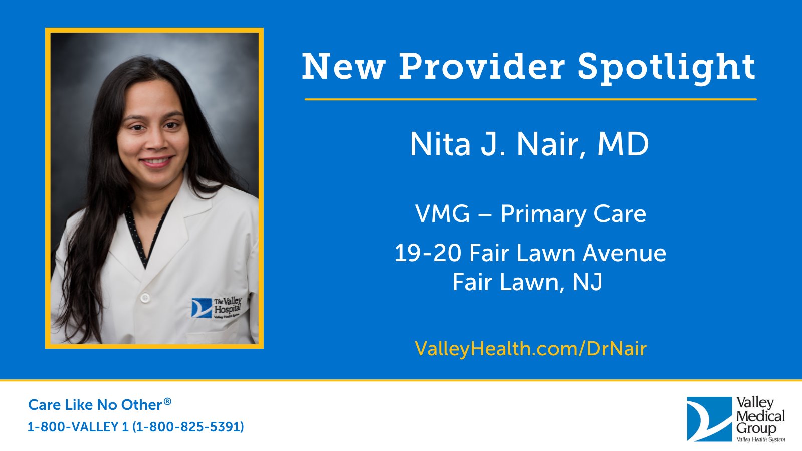 The Valley Hospital on Twitter "Valley is pleased to Nita J