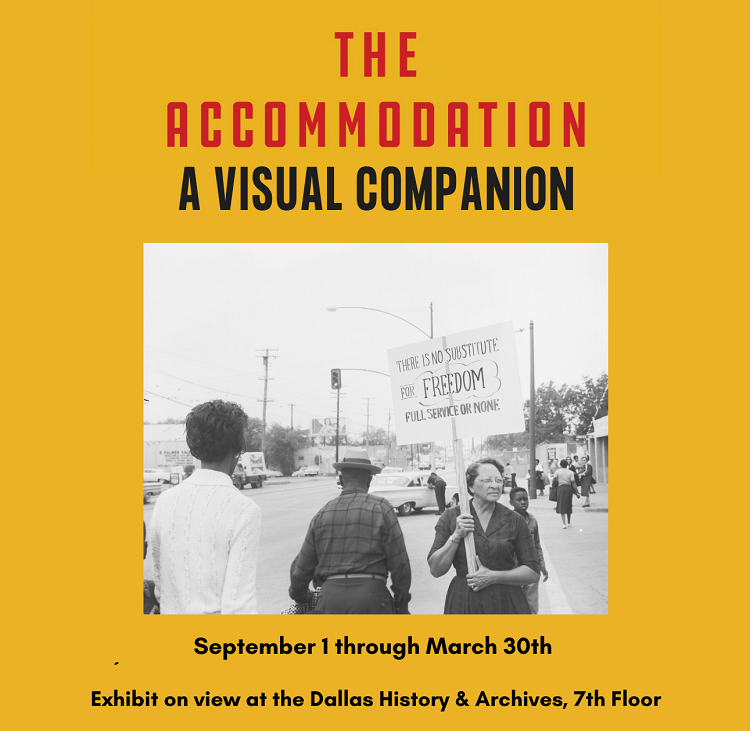 Last chance to see! The Accommodation: A Visual Companion exhibit ends March 30. Come see this thought-provoking exhibit illustrating subjects depicted in "The Accommodation" as discussed by Jim Schutze. 7th floor, Central Library. #dallashistory