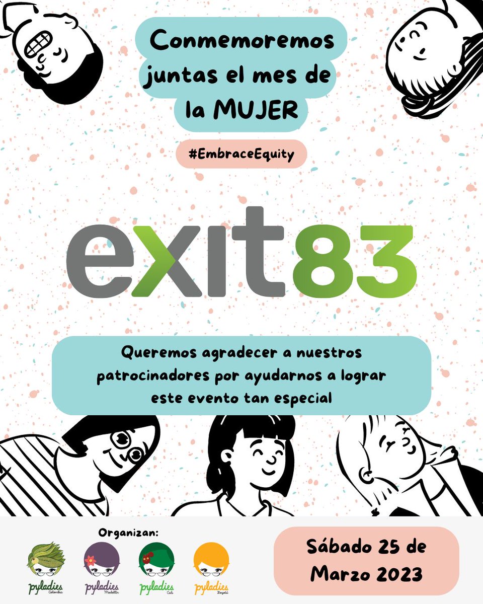 ¡Queremos agradecer a todos nuestros patrocinadores por permitirnos volver este evento una realidad!  PyLadies Colombia 💚,  Bogotá 🧡, Medellín 💜, y Cali 💛
<a href="/EXIT83co/">EXIT83 Consulting</a>