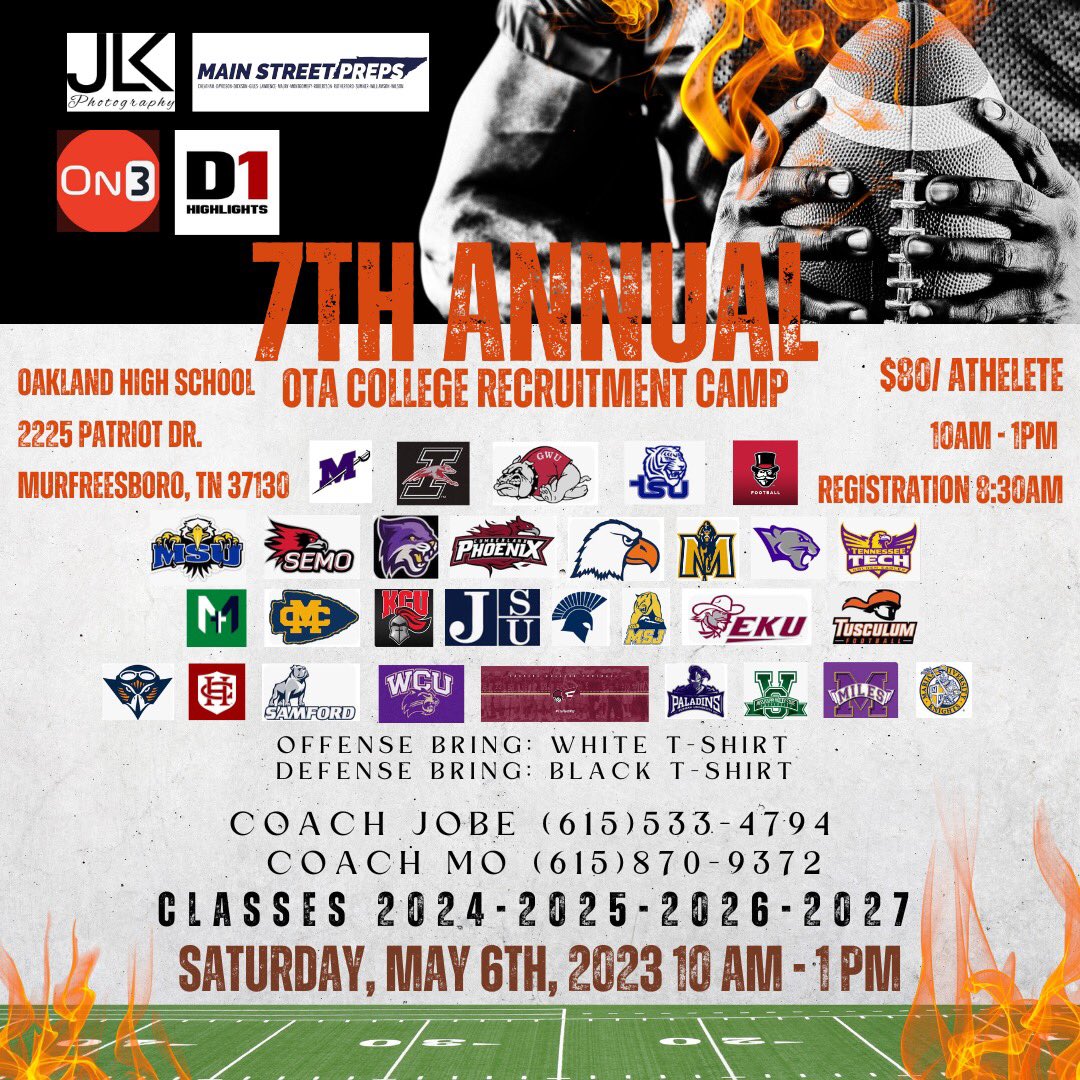3 more colleges added to one of the best camps in Tennessee. 30 colleges and adding. Come earn it! @d1highlights @RN_JK808 @bestXthatXists @asdillon @MainStreetPreps @thompsmd23 @strengthcoach34 @CoachMikeWelch @MISTA_10 @CoachSpringtym @gridironjourney @coachcraw4d @Clemmons_3