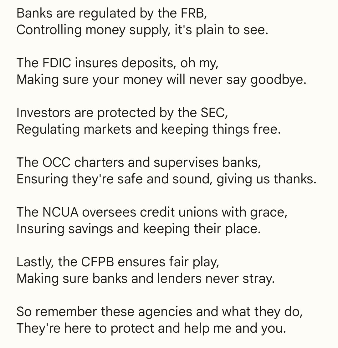 I had trouble remembering the agencies so I made gpt4 write me a rhyme. I still don't know what the agencies and I missed ten minutes of the conference tweaking my prompt. #DCBlockchain