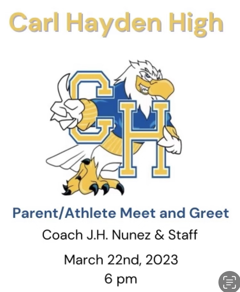CarlHaydenHigh's tweet photo. Join us tomorrow for a meet and greet to meet Coach Nunez and staff at 6pm in the Auditorium. https://t.co/ZSH19HOnL0