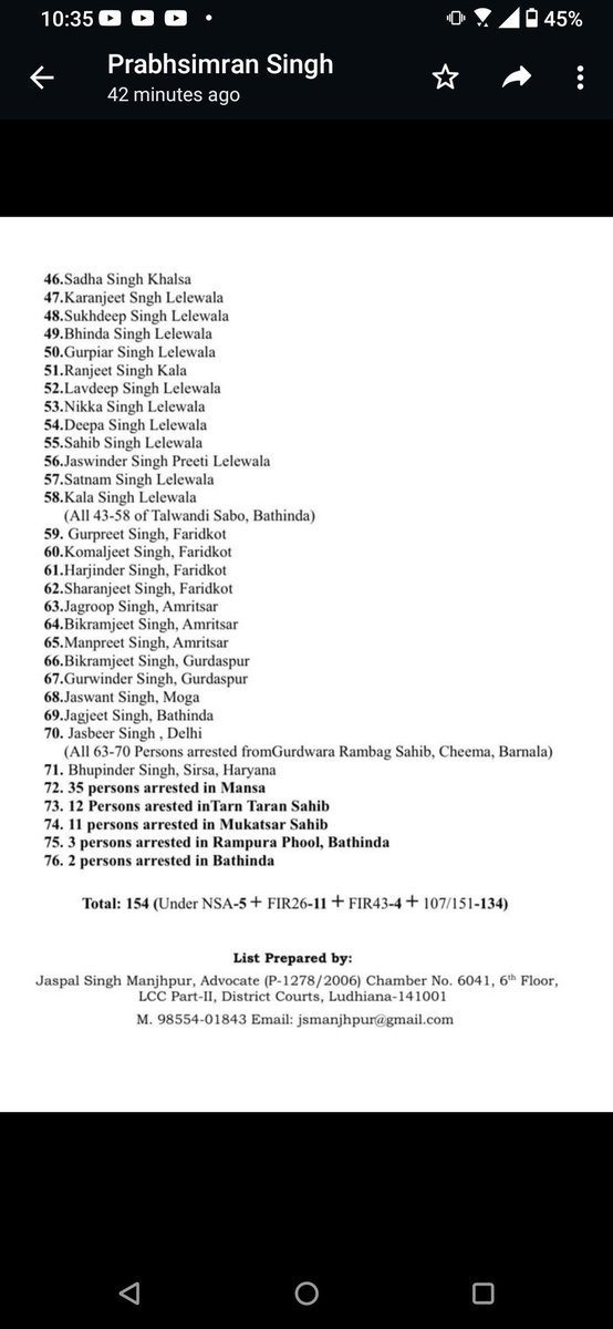 Panthpritham's tweet photo. List of arrested Sikhs in Punjab, India https://t.co/FYbcjPpwGA